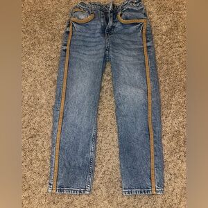 H&M Boys Denim Strait leg with Brown Trim Sz 6-7